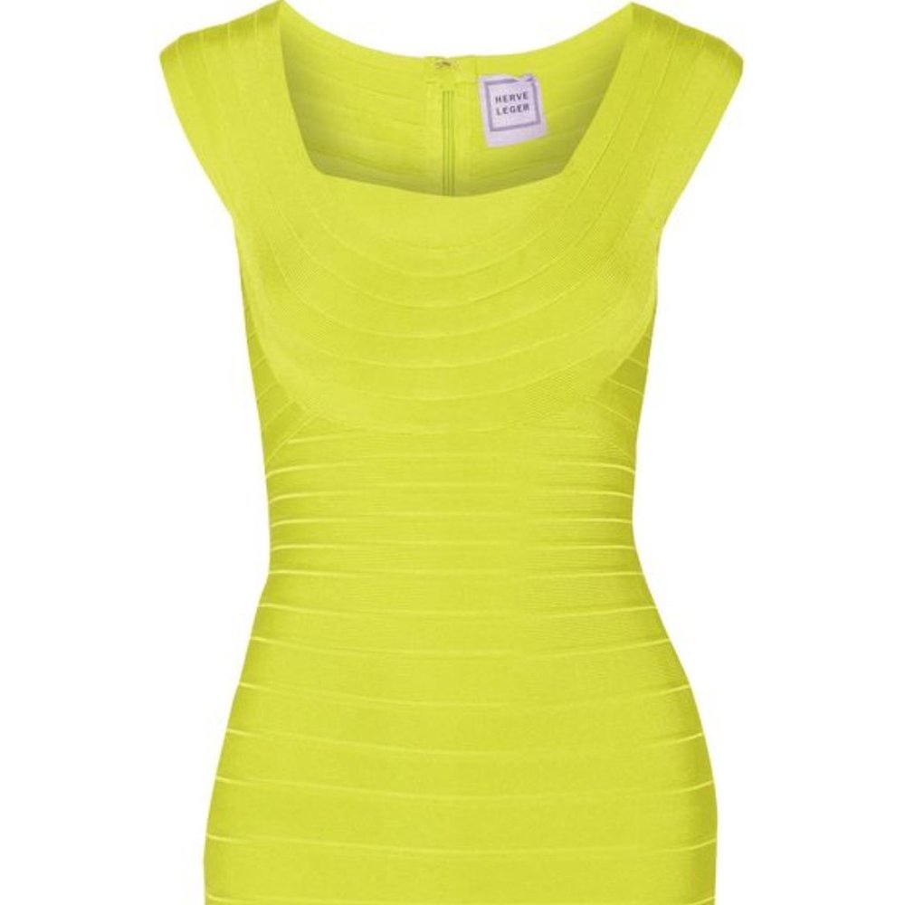 Herve Leger Elene electric lime bandage dress size small